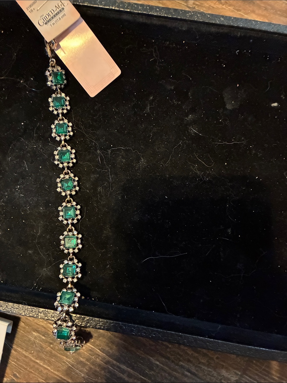 Green Crystal Tennis Bracelet with Silver Accents - Women Jewelry